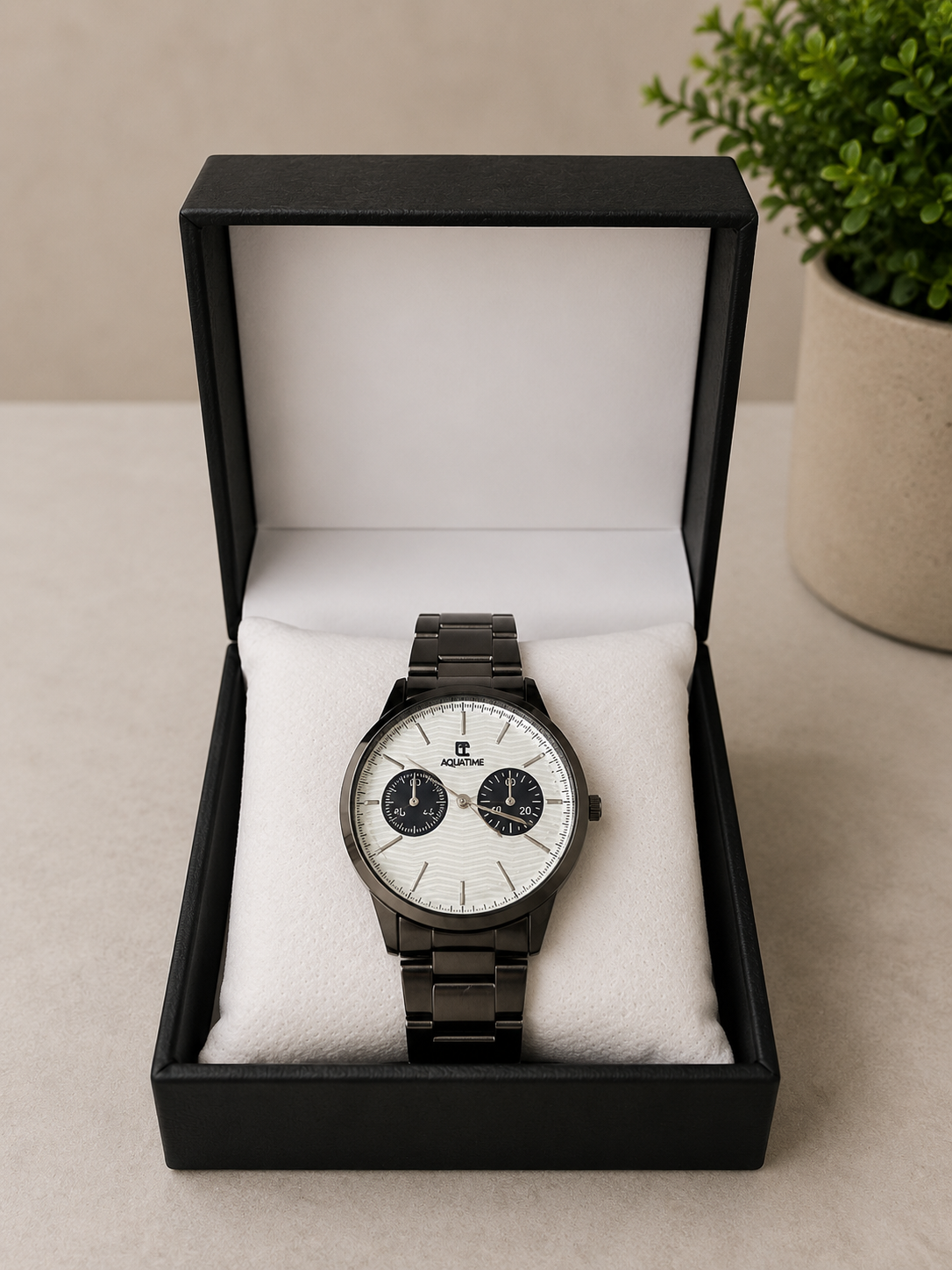 AQUATIME Premium Black Stainless Steel Watch for Men