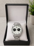 AQUATIME Luxury Silver Chronograph Watch for Men