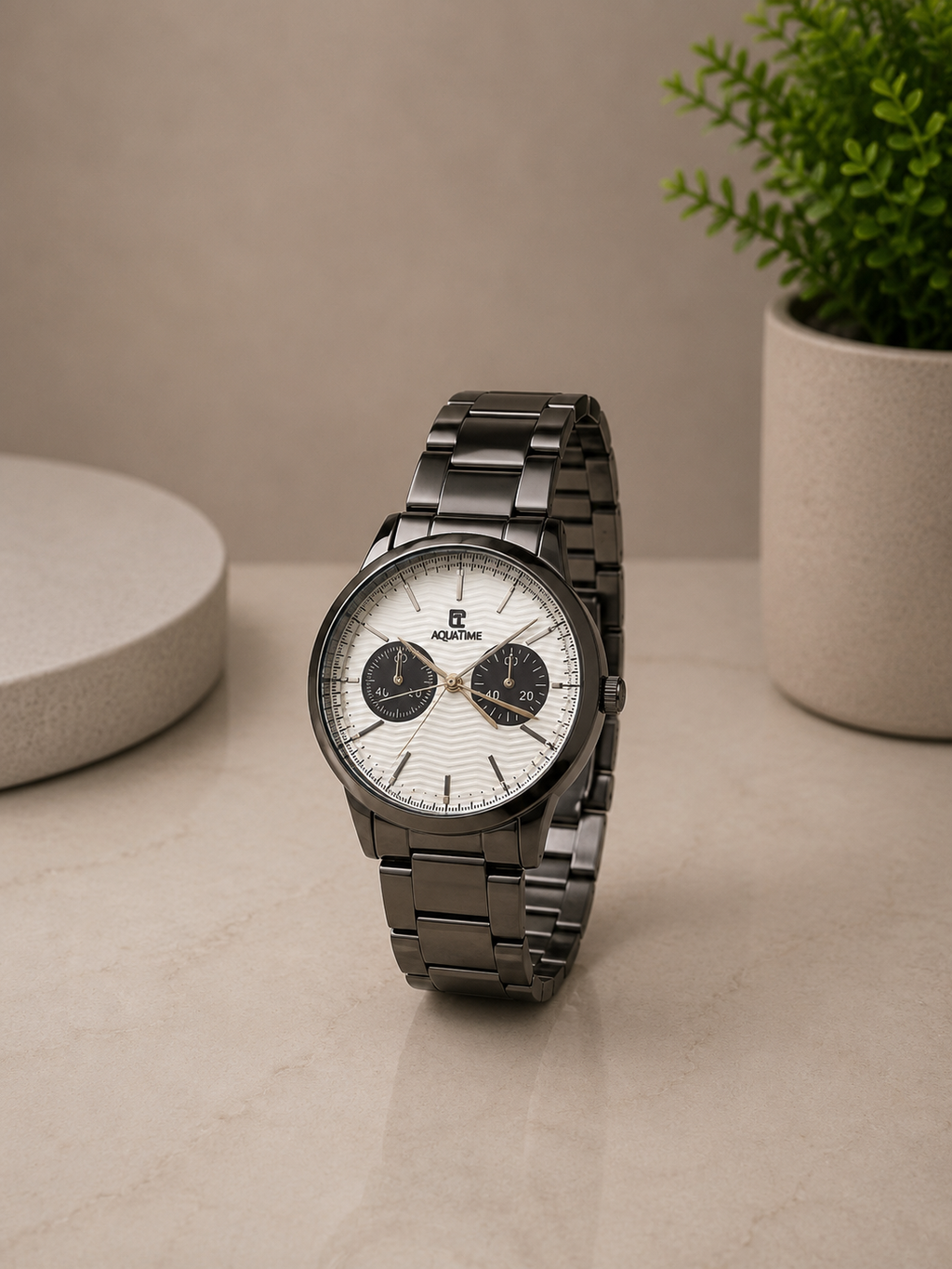 AQUATIME Premium Black Stainless Steel Watch for Men